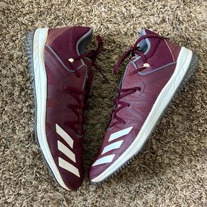 Adidas Afterburner 6 Maroon Turf Baseball Shoe - size 12